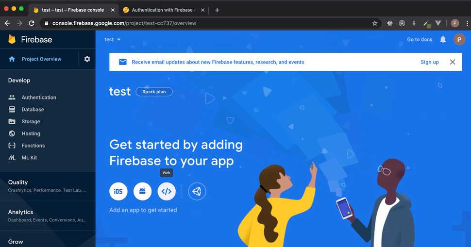 Register our web app with Firebase